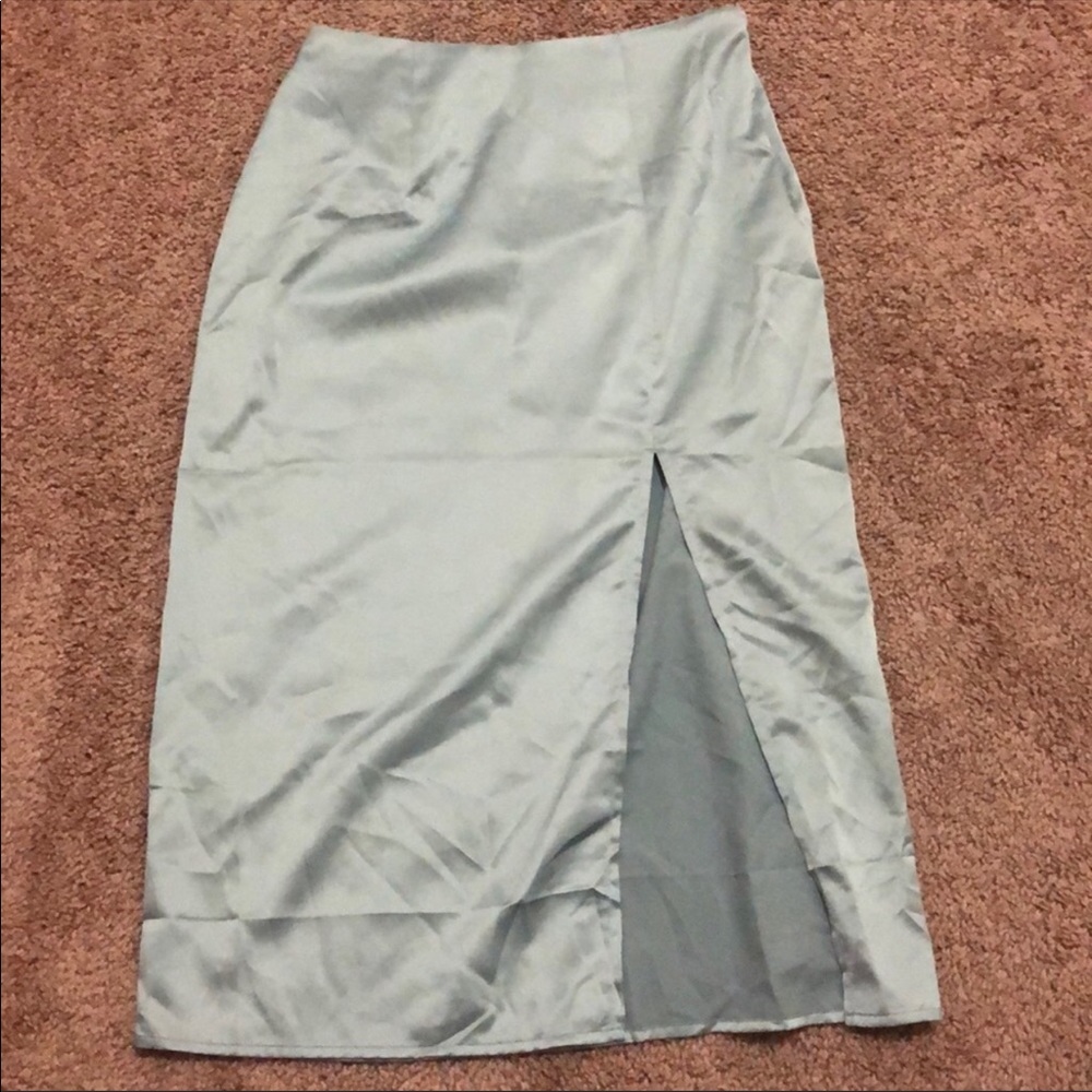Light blue satin skirt